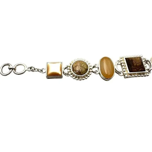 Whitney Kelly Sterling Silver Womens Bracelet Tiger Eye Jasper Toggle Clasp - Picture 5 of 8